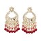 Oversized / Big Indian Jhumka Earrings for Women - Vintage Indian Jhumki Ethnic Chandbali Earrings Faux Kundan & Pearl Beaded Bollywood Style Dangle Earring Jewelry for Bride | Birthday Gift for Her